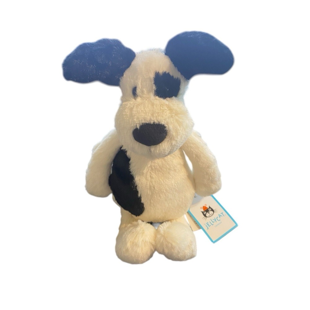 Jellycat Little Bashful Black and Cream Puppy Small 7" Retired NWT